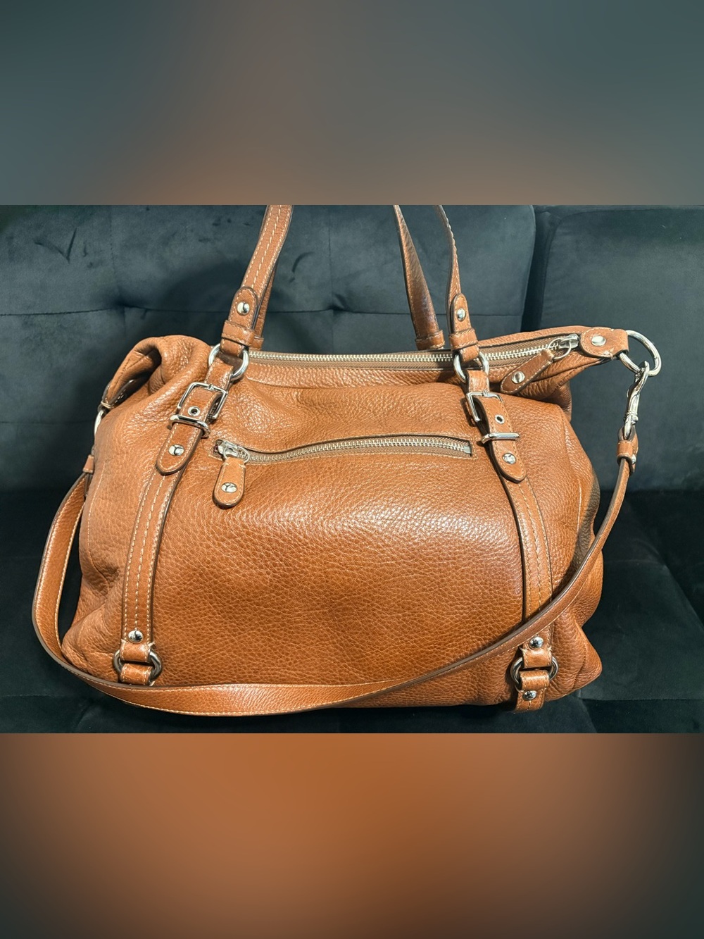 Vintage Coach Alexandra Pebbled Leather Shoulder Bag in Cognac - Picture 4 of 10